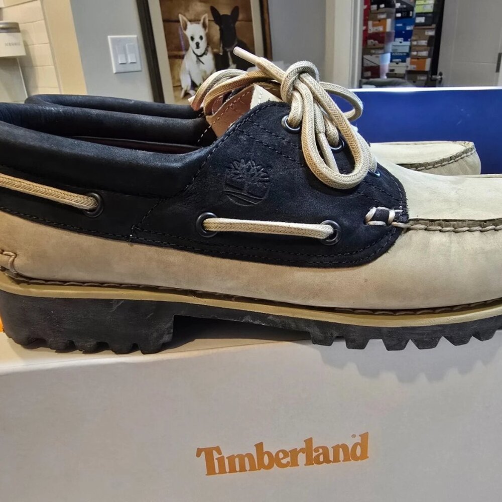 Timberland Two-Tone Boat Shoes - Black and Tan